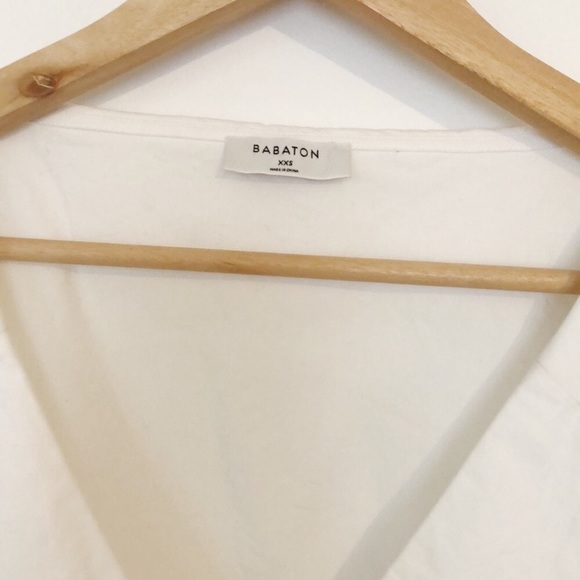 Aritzia Babaton Hasina Wrap Blouse White Cotton - Picture 9 of 13